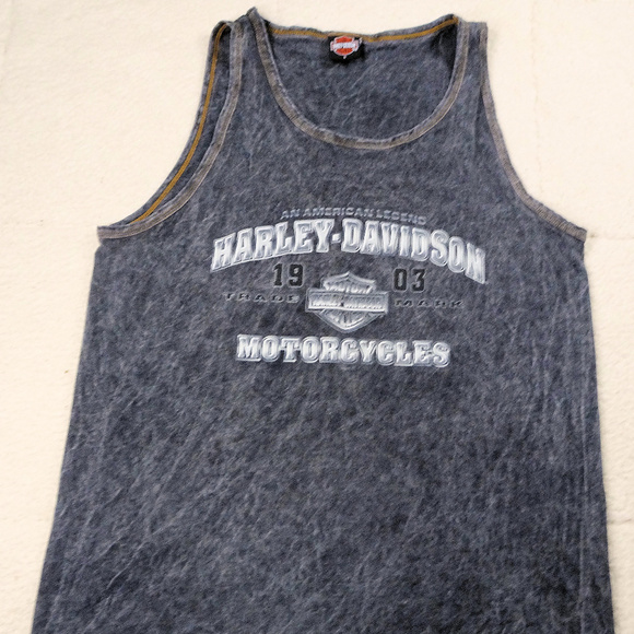 Harley Davidson San Juan Puerto Rico Gray Tank Lg - Picture 1 of 4